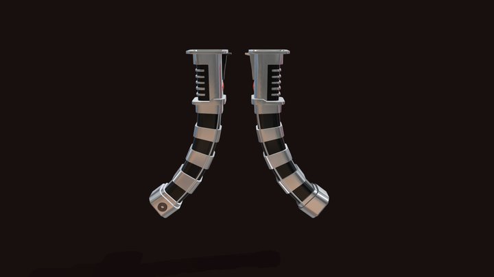 Asajj Ventress's Dual red lightsabers 3D Model
