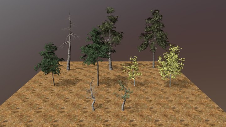 Mountain Trees 3D Model