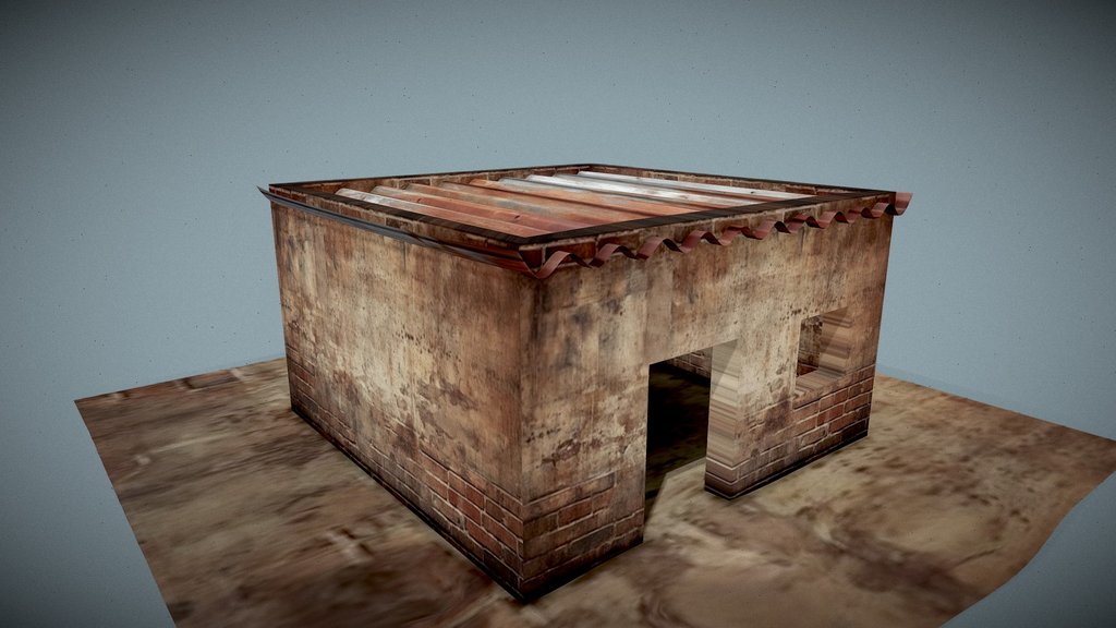 Rustic Old Brick & Mud House (Low-Poly)