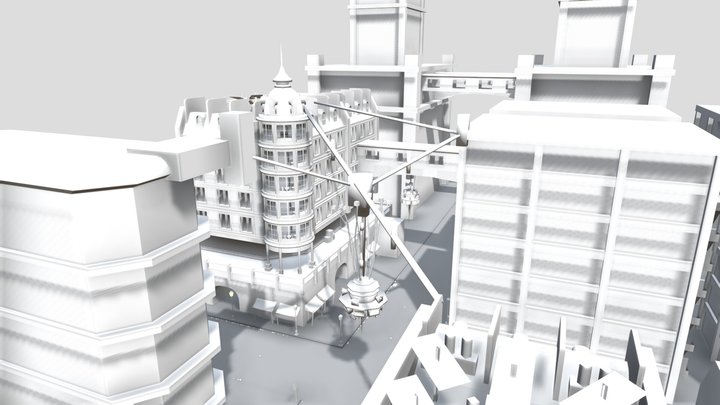 Backdrop dystopian city 3D Model