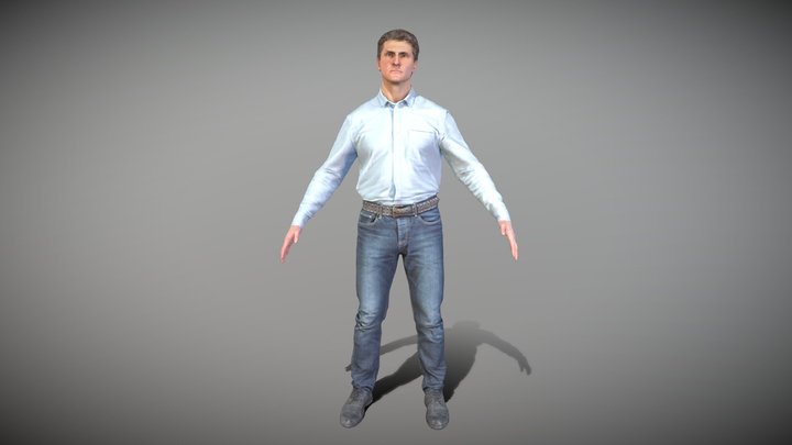 Handsome man in casual clothes in A-pose 86 3D Model
