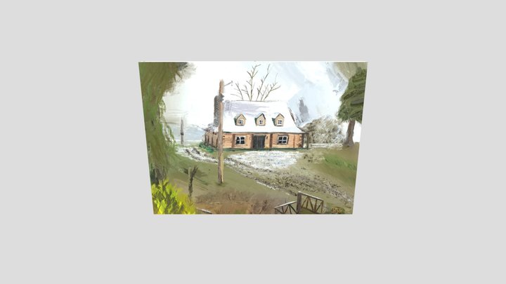 Snowy Louisiana Cabin 3D Model