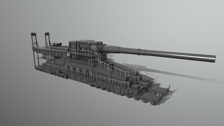 Schwerer Gustav Railway Gun 3D Model