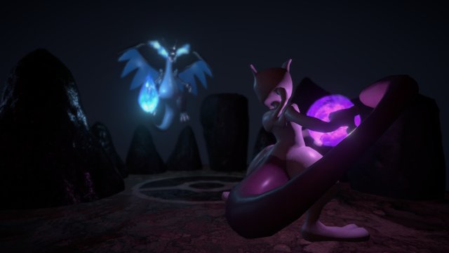 Mega Charizard X Vs Mewtwo 3D Model