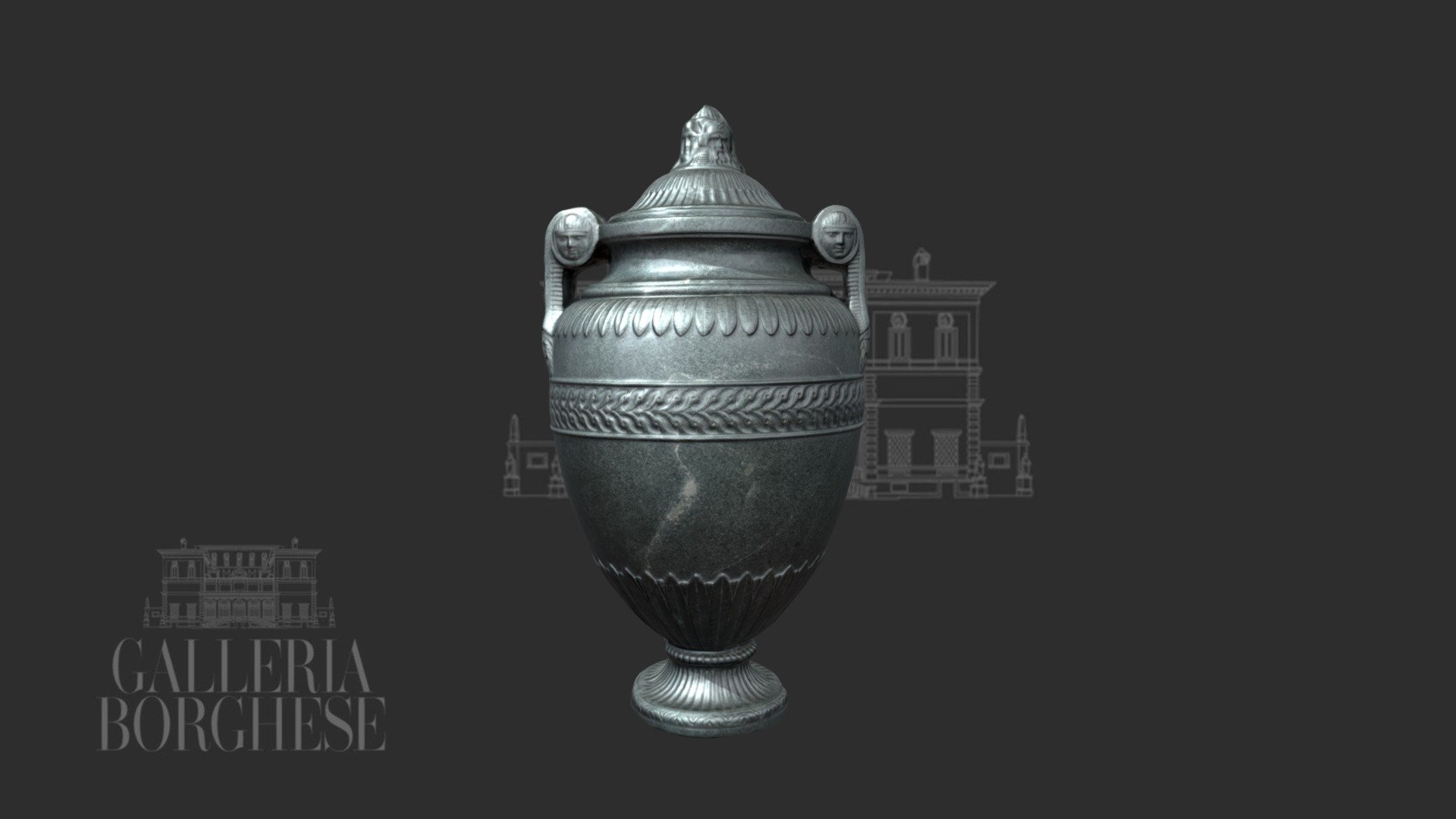 Green granite vase — Sketchfab embed 3D viewer