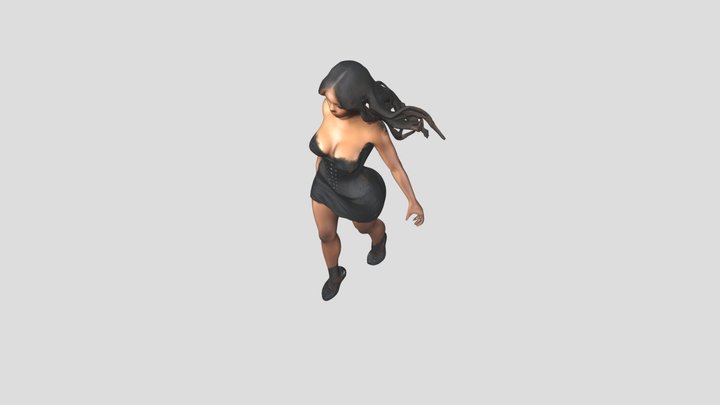A beautiful black American lady, walking . 3D Model