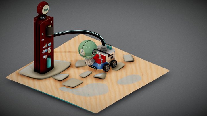 Gas station on the beach 3D Model
