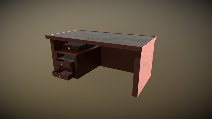Red industrial desk 3D Model