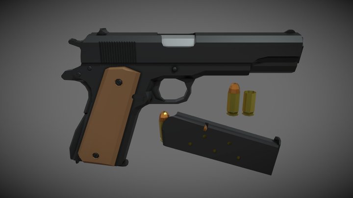low-poly Colt M1911 A1 – Modello 3D gratuito STL
