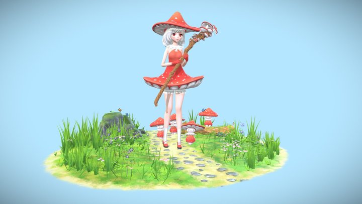 Mushroom Princess Asara 3D Model