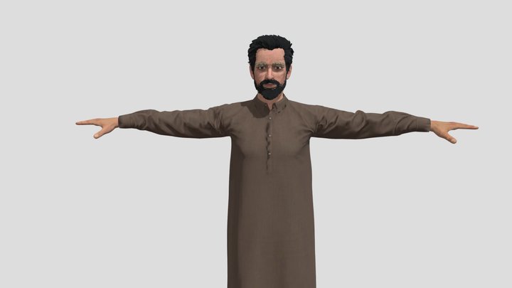 Muslim man in shalwar kameez 3D Model