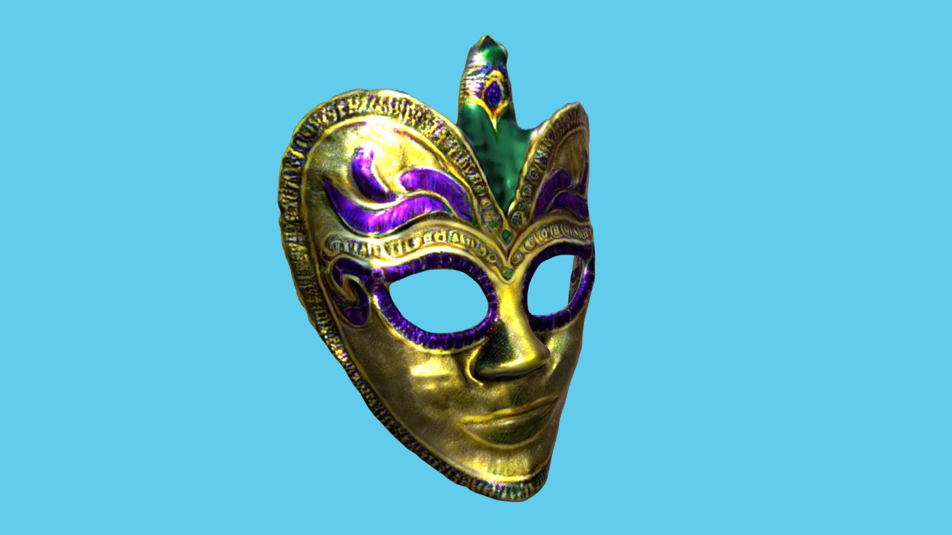 gold mardi gras mask - Download Free 3D model by vicente betoret ...