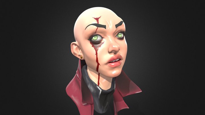 Mystix Female Character Head | Bald Vampire Girl