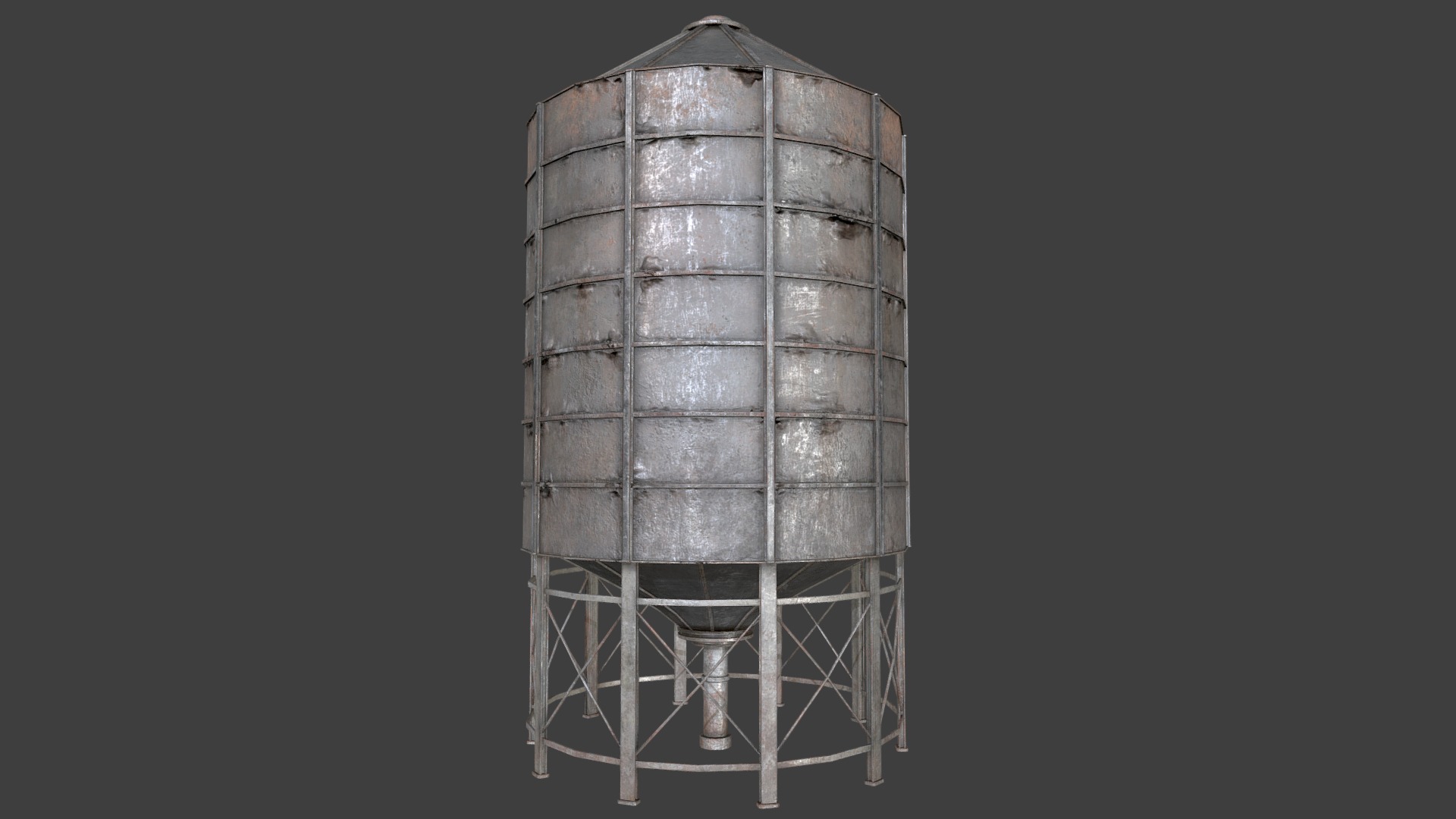 3D model Silo 6 C PBR - This is a 3D model of the Silo 6 C PBR. The 3D model is about a large metal barrel.
