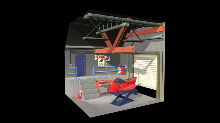 Scifi hangar 3D Model