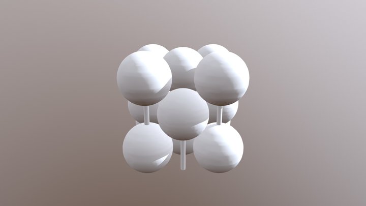 Face- Centered Cubic Unit Cell With Full Atoms 3D Model