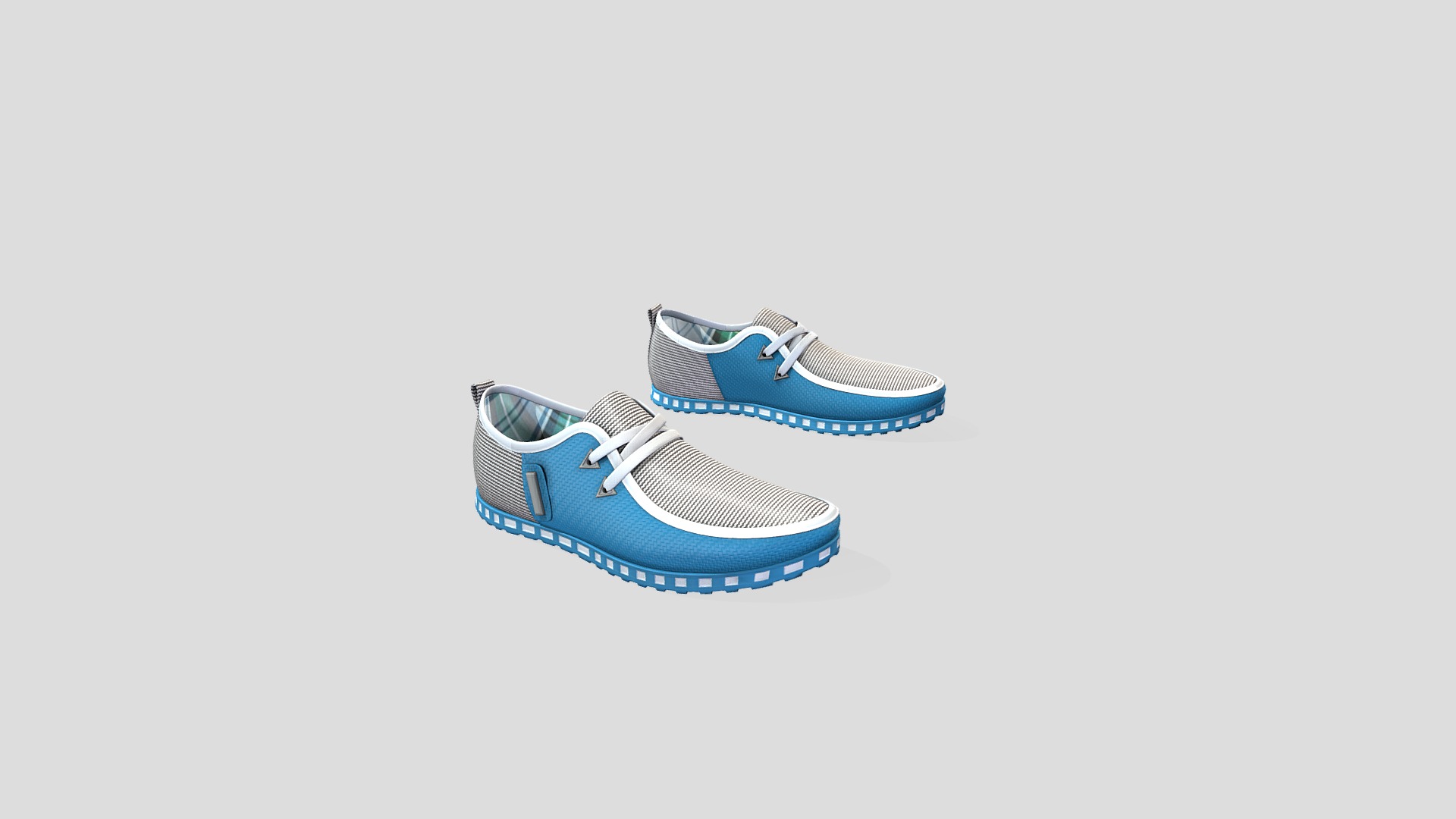 3D model Men’s Slip On Quality Casual Summer Flat Shoes - This is a 3D model of the Men's Slip On Quality Casual Summer Flat Shoes. The 3D model is about a pair of blue and white sandals.