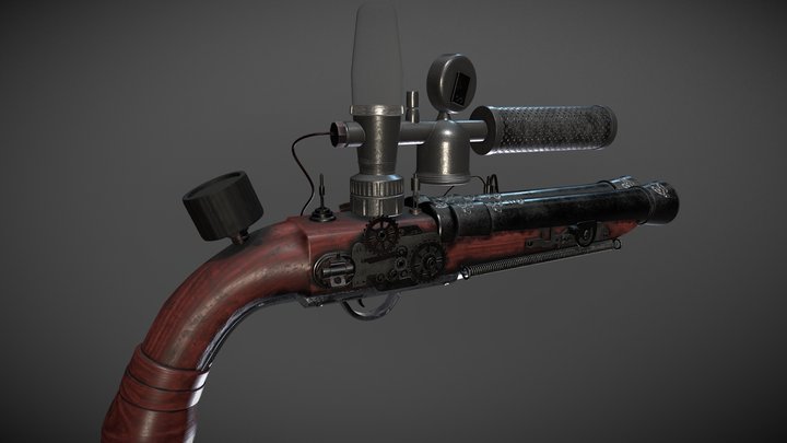 Gun steampunk | School_Project 3D Model
