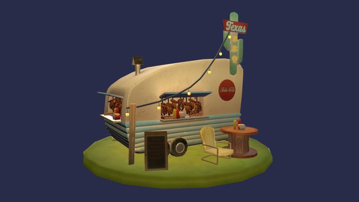 Texas Barbecue Stand 3D Model