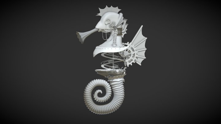 Steam Punk Sea Horse Castle 3D Model