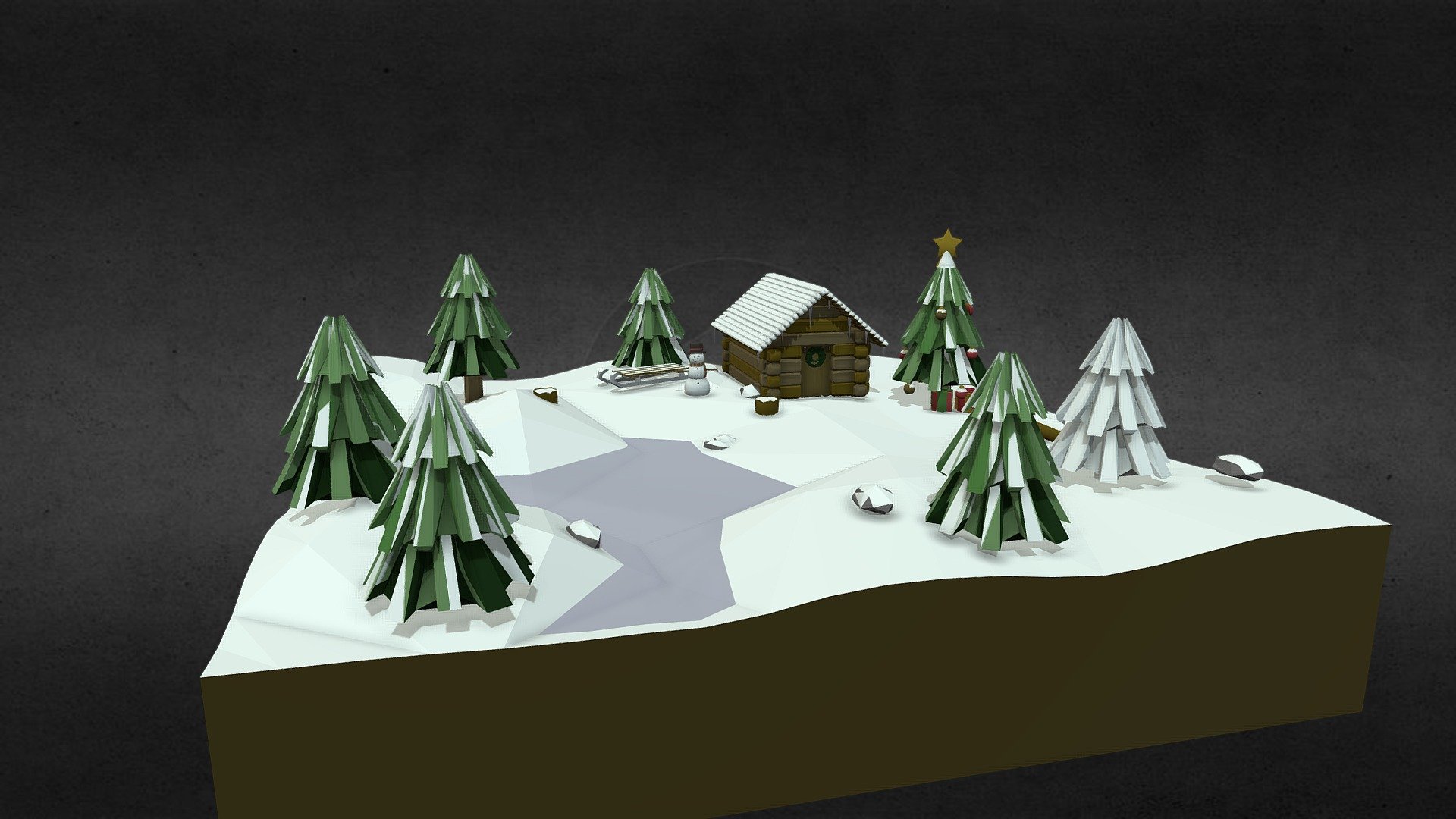 low poly festive landscape