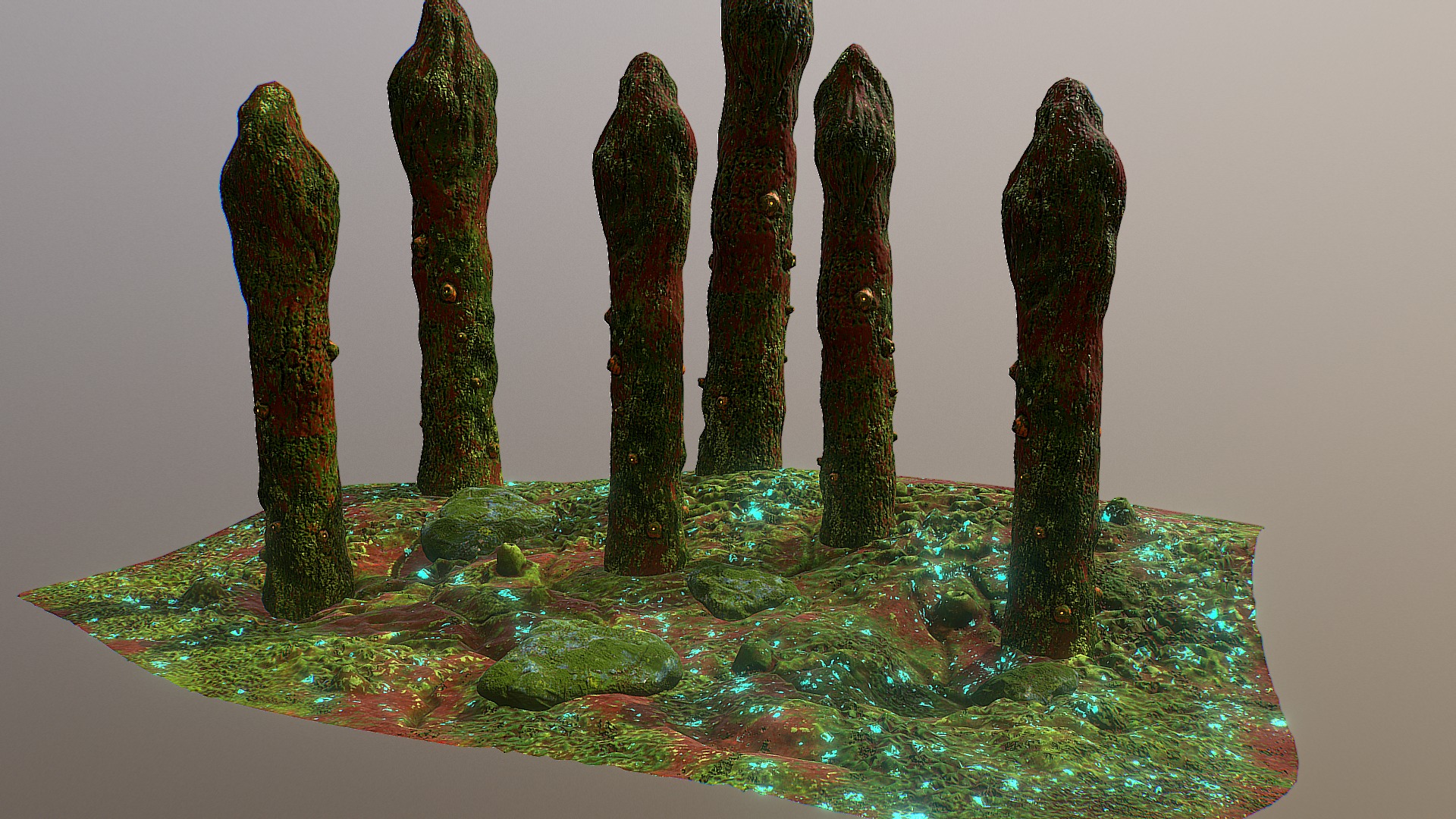 3D model Alienwotld scene - This is a 3D model of the Alienwotld scene. The 3D model is about a group of trees in a body of water.