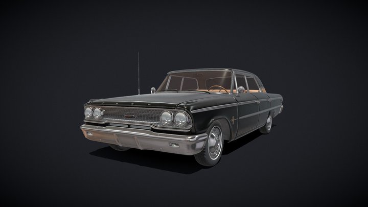Ford_Galaxie Black car 3D Model