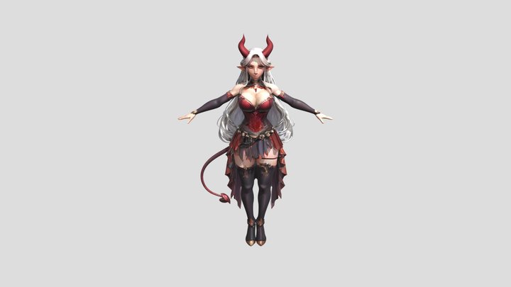 female demon character in fantasy armor 3D Model