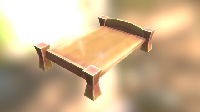 Low Poly Bed 3D Model