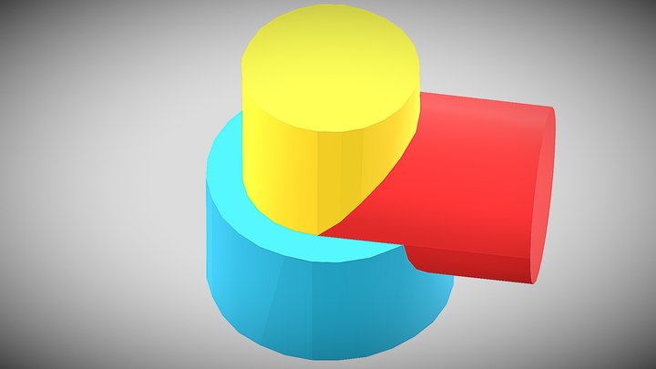 03 三个圆柱体相贯 3D Model