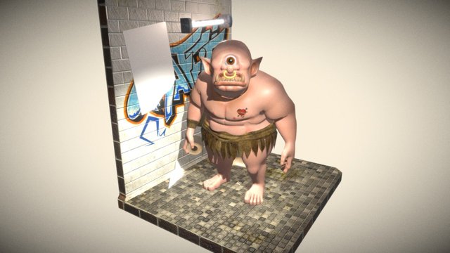 Cyclops cute in tolet.! 3D Model