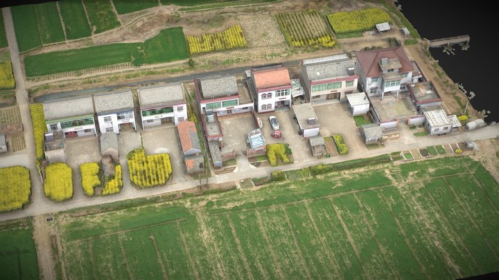 Village, country road, farm and irrigation canal – Modelo 3D gratuito STL