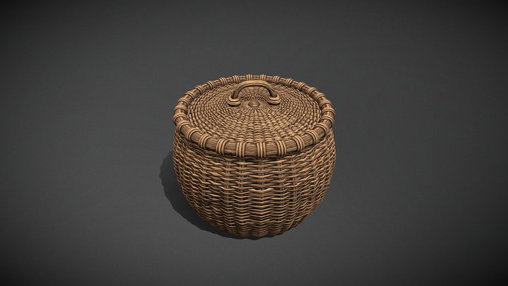Rustic Woven Basket with Lid_Mi
