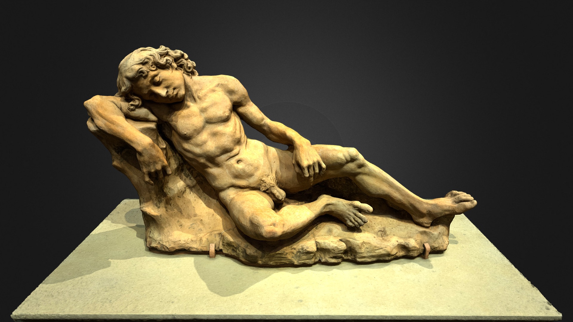 3D model Sleeping youth – Andrea del Verrocchio - This is a 3D model of the Sleeping youth - Andrea del Verrocchio. The 3D model is about a statue of a man and a woman.