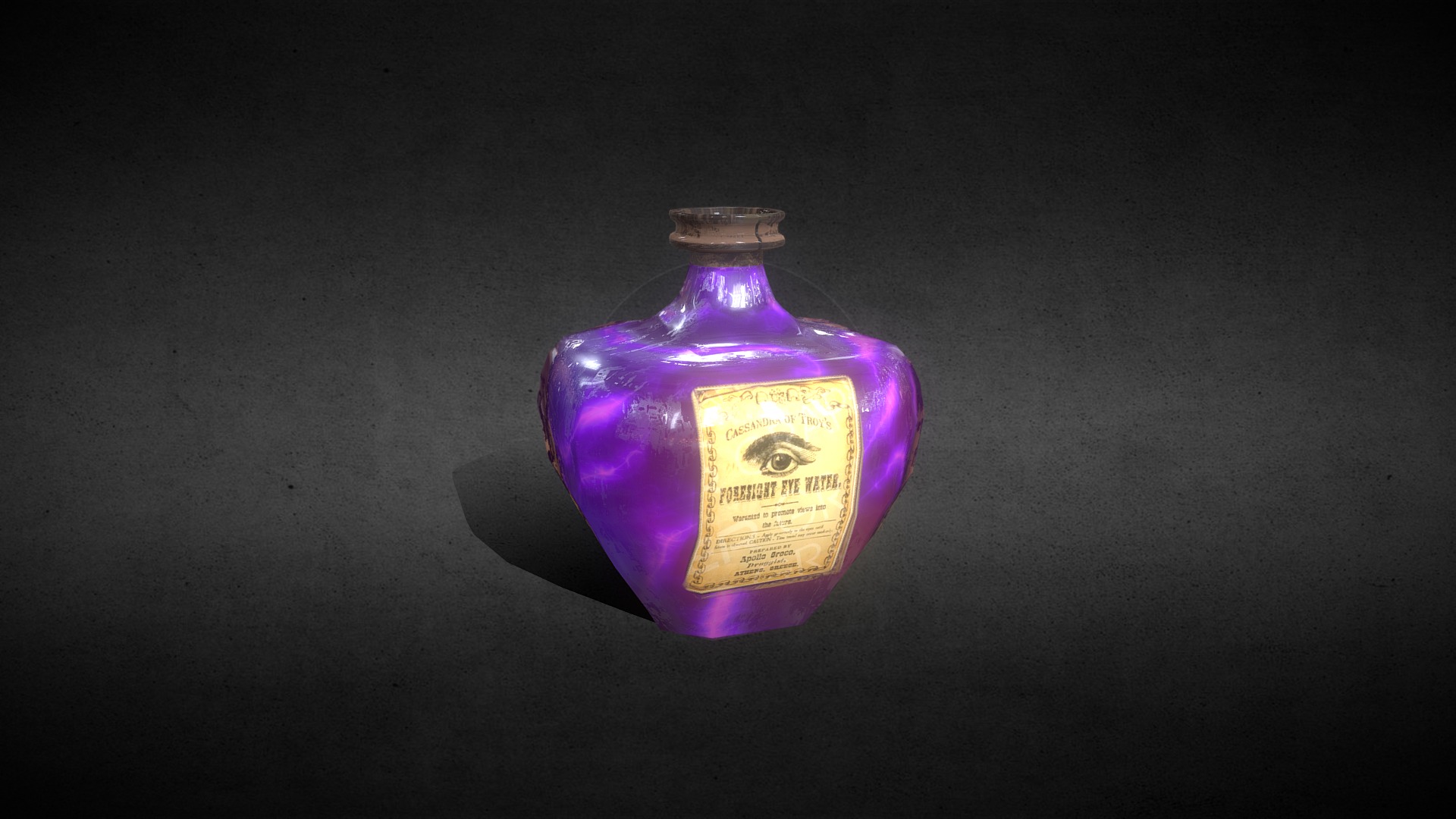 3D model Potion 04 - This is a 3D model of the Potion 04. The 3D model is about a purple bottle with a label.