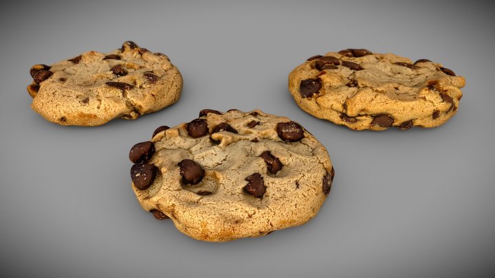 Chocolate Chip Cookies - 3 Pack - Photorealistic 3D Model