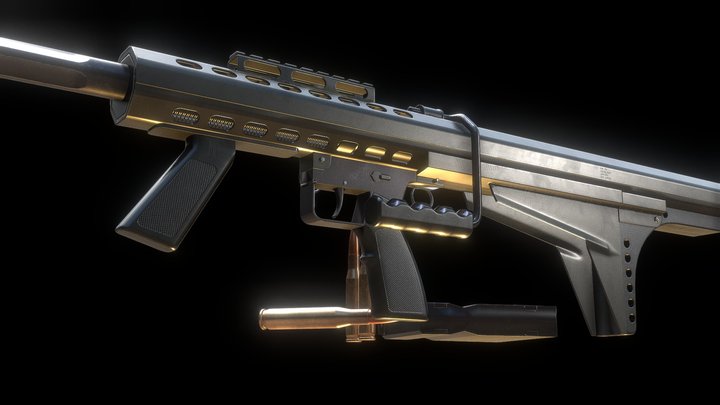 Barrett M82A2 Rifle 3D Model