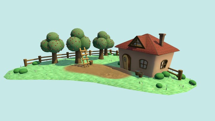 Orchard & Cottage 3D Model