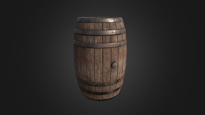 Old Wooden Barrel 3D Model