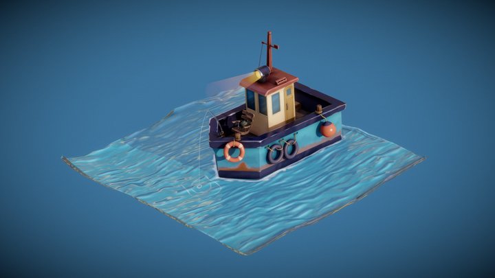 Retro Fishing Tug Boat #SketchfabWeeklyChallenge 3D Model