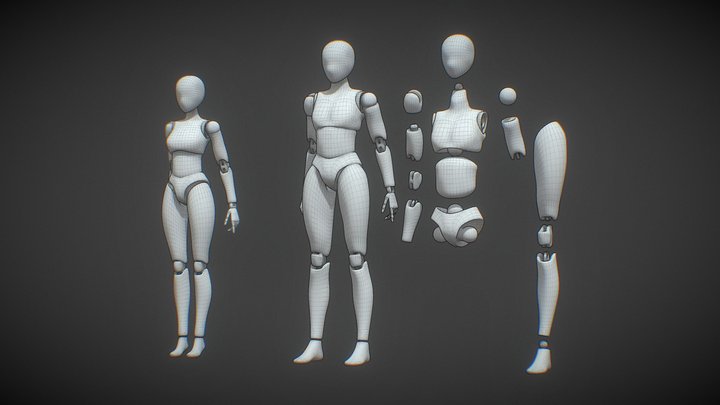 Ball Joint Doll Rigged Basemesh - Male Ver. 3D Model