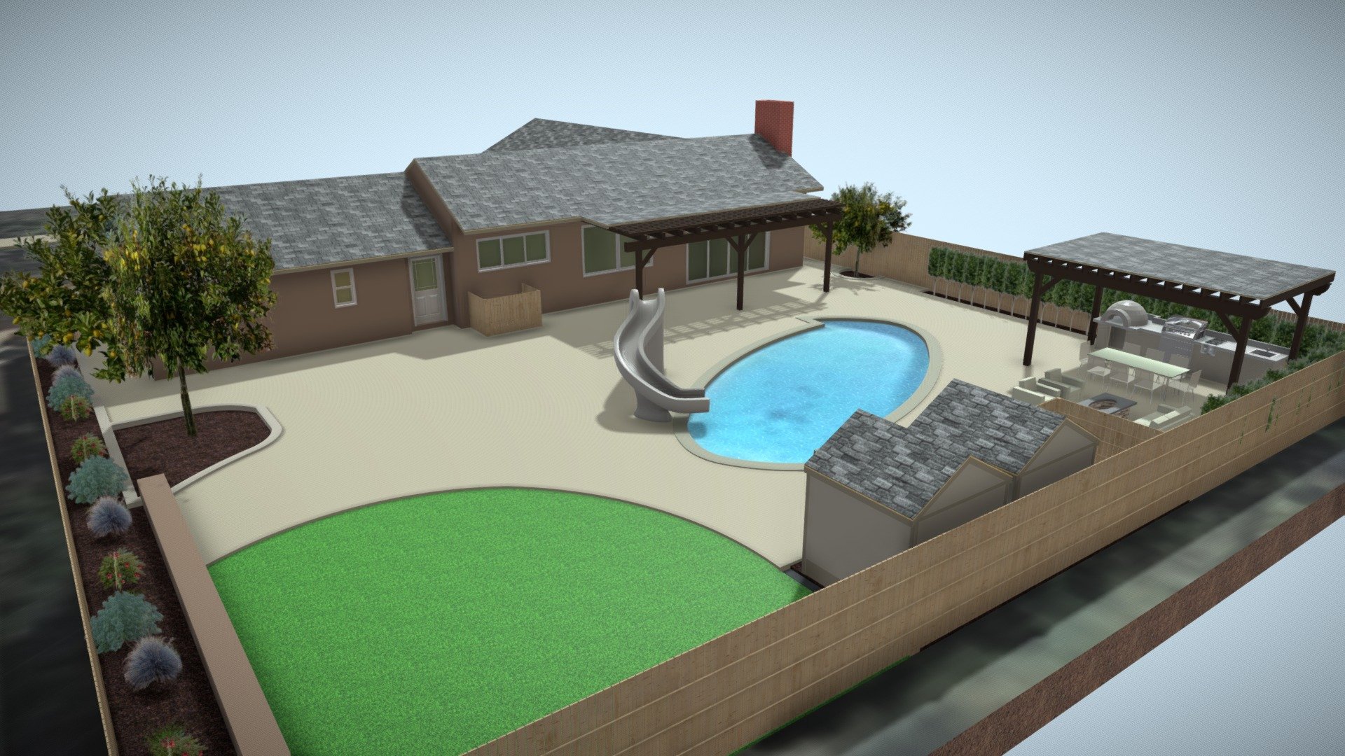 10855 Darby - Proposed Hardscape — Sketchfab embed 3D viewer