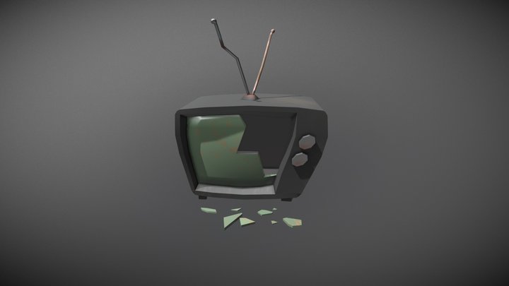 Stylized Broken TV 3D Model