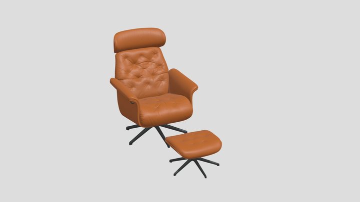 Armchair with footrest 3D Model