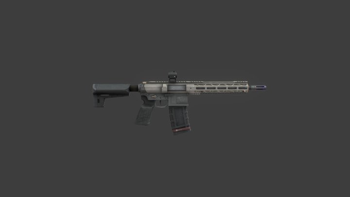 Modular AR15 wireframe model 3D Model