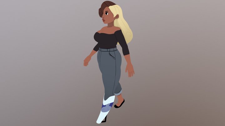 Yvonne Rough Draft Walk Cycle 3D Model