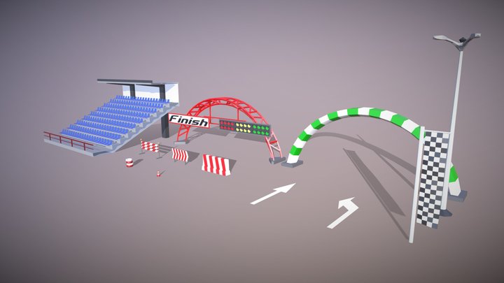 Props for Track Environment Free 3D Model