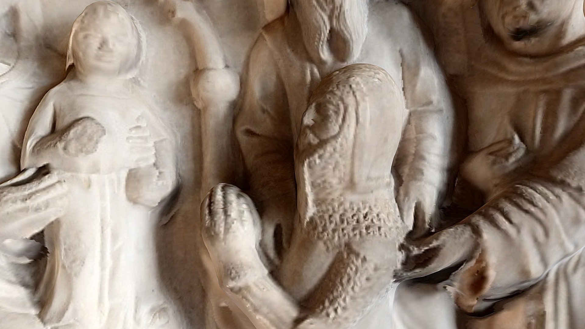Relief of the Virgin Mary, a Saint and a Knight.