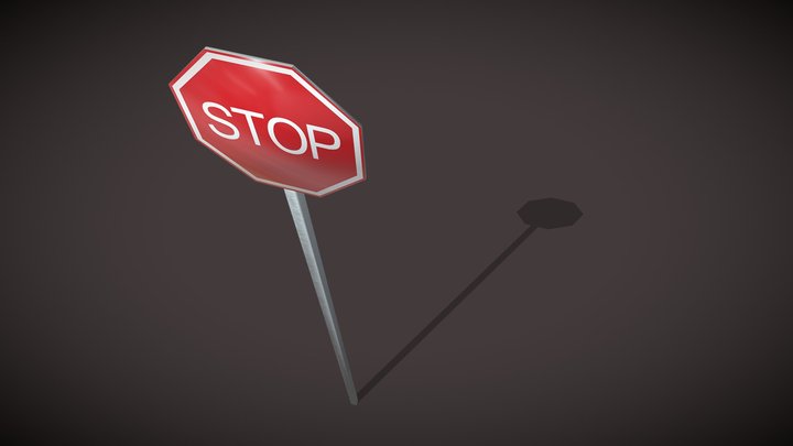 Stop Sign Low Poly 3D Model