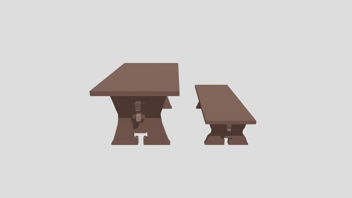 Table and Bench 3D Model